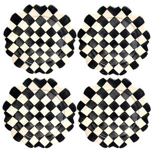 MacKenzie-Childs Courtly Check Scalloped 12" Charger Plates Set of 4 Retired